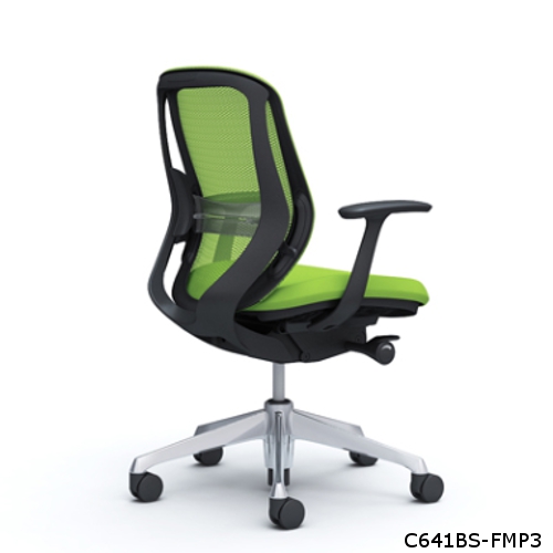オカムラ シルフィーチェア ローバック メッシュタイプ デザインアーム ランバーサポート付 ポリッシュ脚 C641BS-FM/C641BZ-FM