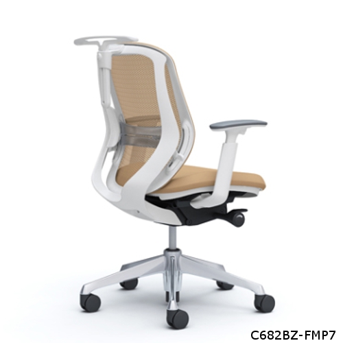 オカムラ シルフィー ローバック メッシュ アジャストアーム ハンガー.ランバーサポート付 ポリッシュ脚 C682BS-FM/C682BZ-FM