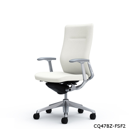 オカムラ コーラルチェア クッション ハイバック ホワイト体 ポリッシュ枠 ハンガー無 ランバー付 デザイン肘 CQ47BZ-FS