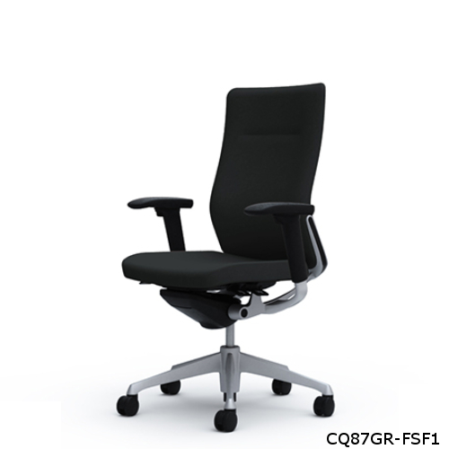オカムラ コーラルチェア クッション ハイバック ブラック体 シルバー枠 ハンガー・ランバー無 アジャスト肘 CQ87GR-FS
