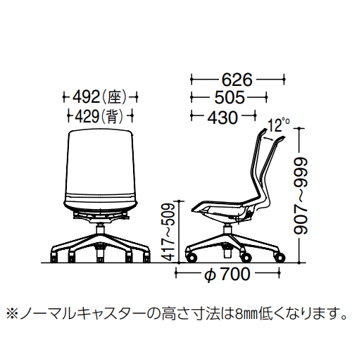 オカムラ(okamura) オフィスチェア シナーラチェア(CYNARA) 肘なし サイズ