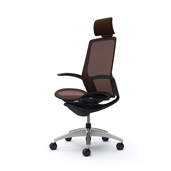 オカムラ フィノラチェア エクストラハイバック 座メッシュ メッキパネル ポリッシュ脚 デザインアーム C74ABR-F1E/C74ABR-F1F