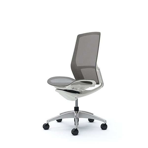 オカムラ フィノラチェア ハイバック 座メッシュ メッキパネル ポリッシュ脚 肘なし C735BW-F1E/C735BW-F1F