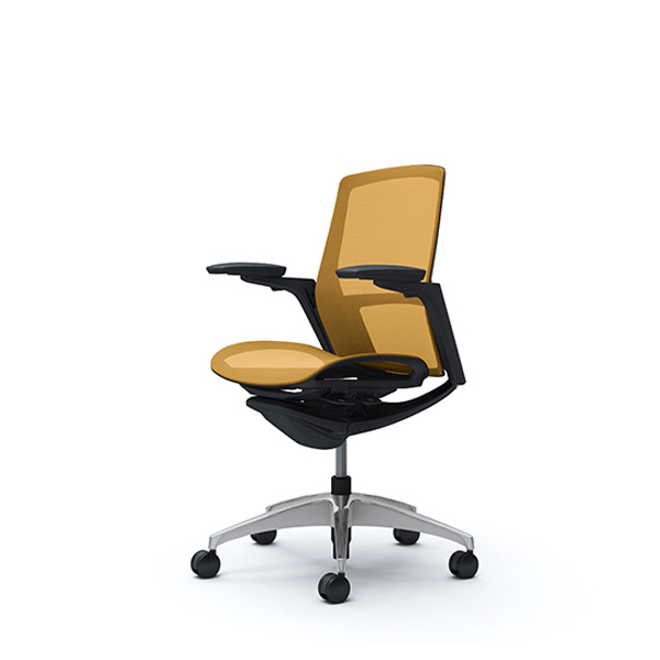 オカムラ フィノラチェア ミドルバック 座メッシュ ブラックパネル ポリッシュ脚 アジャストアーム C781AR-F1E/C781AR-F1F