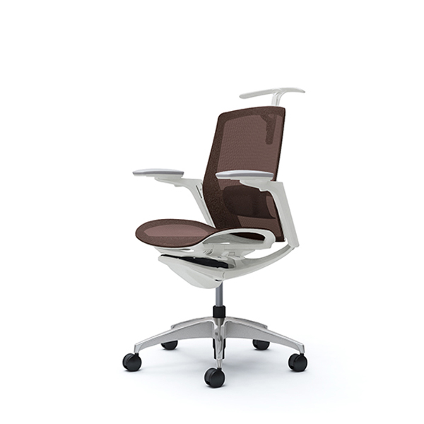 オカムラ フィノラチェア ミドルバック 座メッシュ ホワイトパネル ポリッシュ脚 アジャストアーム C782CZ-F1E/C782CZ-F1F