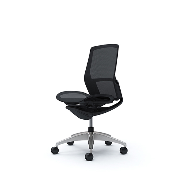 オカムラ フィノラチェア ミドルバック 座メッシュ ブラックパネル ポリッシュ脚 肘なし C731AR-F1E/C731AR-F1F