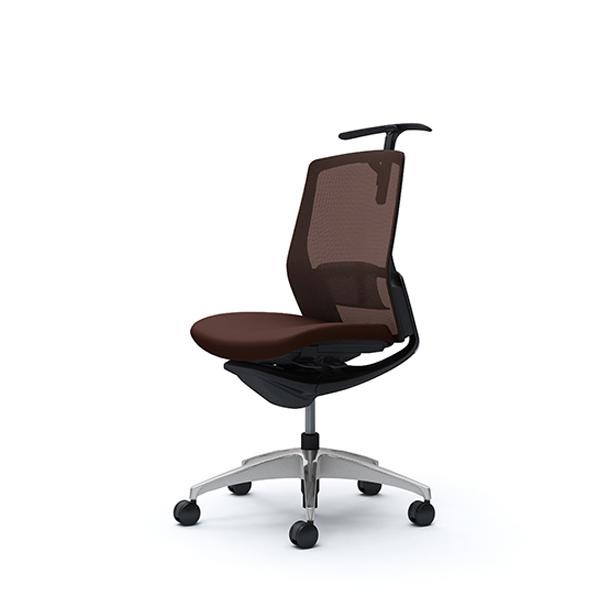 オカムラ フィノラチェア ミドルバック 座クッション ブラックパネル ポリッシュ脚 肘なし C734AS-F1G/C734AS-F1H