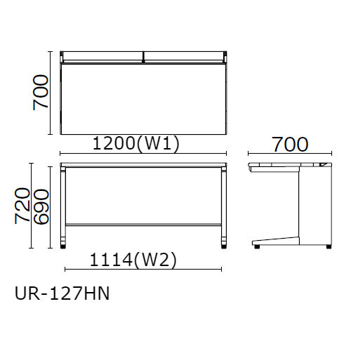 プラス PLUS US-1S ユーエスワンエス 平机 L字脚 センタートレーなし