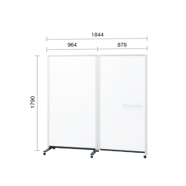 プラス パーティションホワイトボード 連結タイプ 両面ホワイトボードタイプ H1800（キャスタータイプのみ）2連 PWJ-1818DSK 428-193