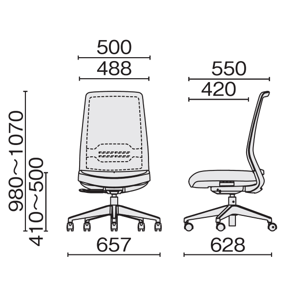 プラス ディーピーシー5チェア (DP-C5) メッシュチェア 肘なし KC-DPC5-60MKL