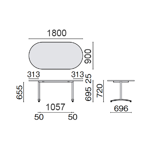 売れ筋商品 W4/M4 NN-1809TKO 会議テーブル ロンナ jtx 送料無料 プラス 677787 ワークテーブル、作業台 組立希望の