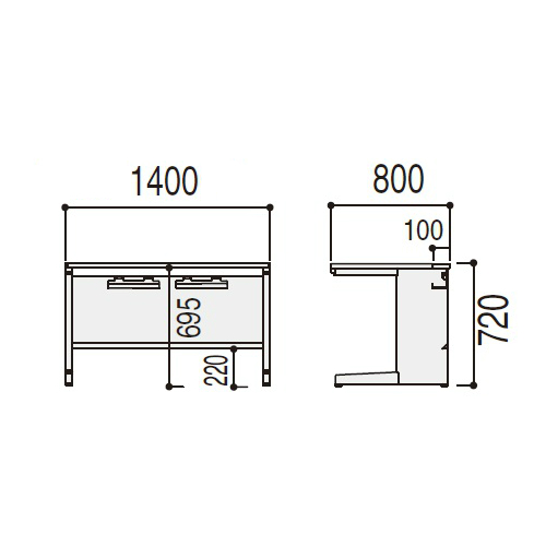 ウチダ スカエナデスク Ktype 平デスク 引出し無しタイプ 平SKL148 W1400×D800×H720 5-110-330