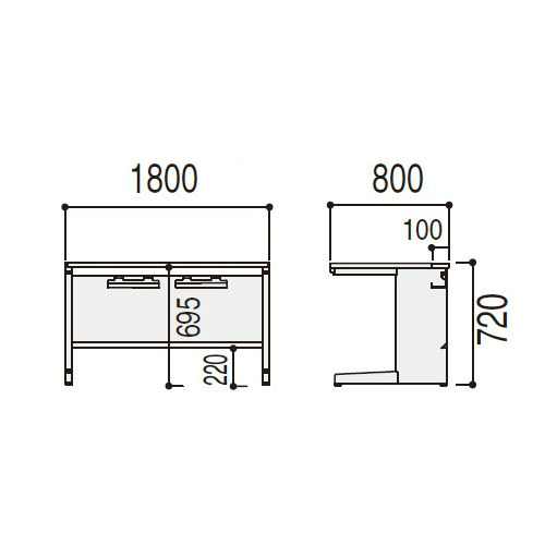 ウチダ スカエナデスク Ktype 平デスク 引出し無しタイプ 平SKL188 W1800×D800×H720 5-110-332