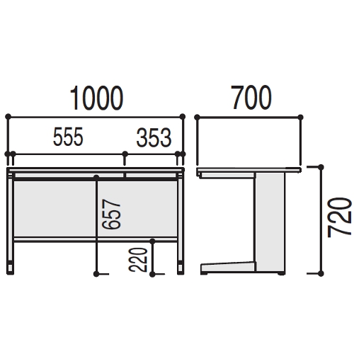 スカエナ 平デスク サイズ