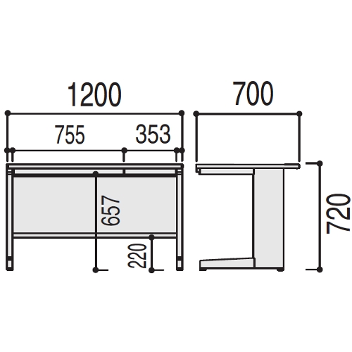 スカエナ 平デスク サイズ