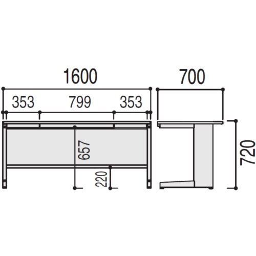 スカエナ 平デスク サイズ