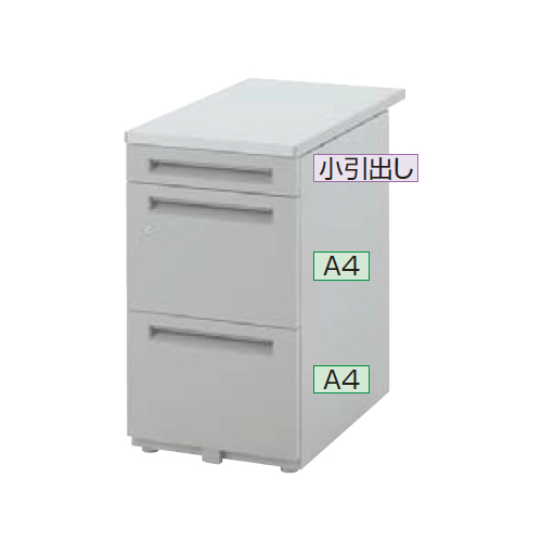 ウチダ フィードアールデスク 脇デスク A4-3段 脇FR047A4-3SK W400×D700×H700 5-119-1838