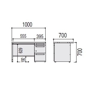 内田洋行 内田洋行 FEED-R フィードアールデスク 片袖デスク A4-3段 片