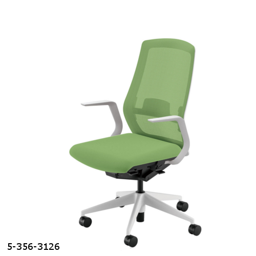 ウチダ セレッツァチェア ホワイトフレーム ヘッドレストなし スタンダードメッシュ Ｌ型肘付 ランバー付 5-356-312*