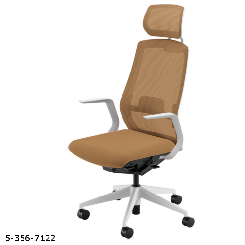 ウチダ セレッツァチェア ホワイトフレーム ヘッドレスト付 スタンダードメッシュ Ｌ型肘付 ランバー付 5-356-712*