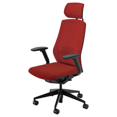 内田洋行 セレッツァチェア 背ミックスドメッシュ ヘッドレスト付 アジャスタブル肘付(EFAW型) ランバー付 樹脂脚：ブラック脚 5-362-804