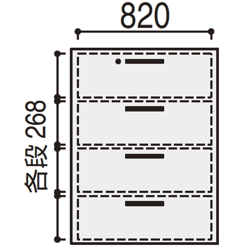 内田洋行 ハイパーストレージ HS 4段ラテラル書庫 下置き W900×D450