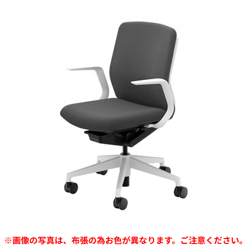 ウチダ クレネチェア ミドルバック L型肘 ホワイト／ブラック脚 ホワイトシェル ナイロンキャスター 5-377-313/5-377-513