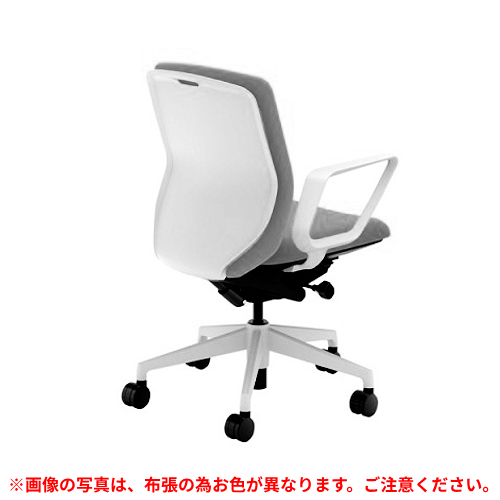 ウチダ クレネチェア ミドルバック リング肘 ホワイトシェル ホワイト／ブラック脚 ナイロンキャスター 5-377-323/5-377-523