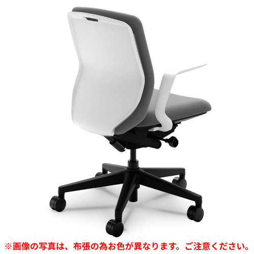 ウチダ クレネチェア ミドルバック L型肘 ホワイト／ブラック脚 ホワイトシェル ウレタンキャスター 5-377-314/5-377-514