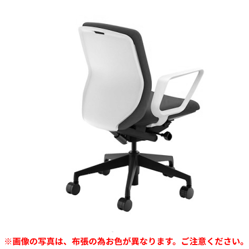 ウチダ クレネチェア ミドルバック リング肘 ホワイトシェル ホワイト／ブラック脚 ナイロンキャスター 5-377-321/5-377-521