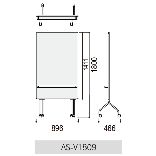 ウチダ ASボード 両面スチールホワイトボード　AS-V1809両面SW W896×D466×H1800 6-193-0114