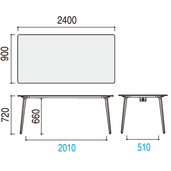 内田洋行 ミーティングテーブル レムナ(LEMNA) 単体タイプ 長方形タイプ 配線孔なし MT2490 5-203-59