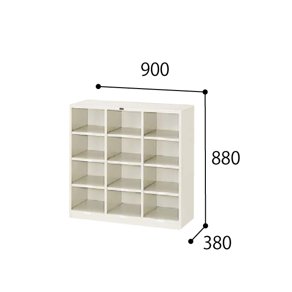 ウチダ シューズボックス 3列4段12人用 東日本地区/西日本地区 1-302-0212/5-846-0212