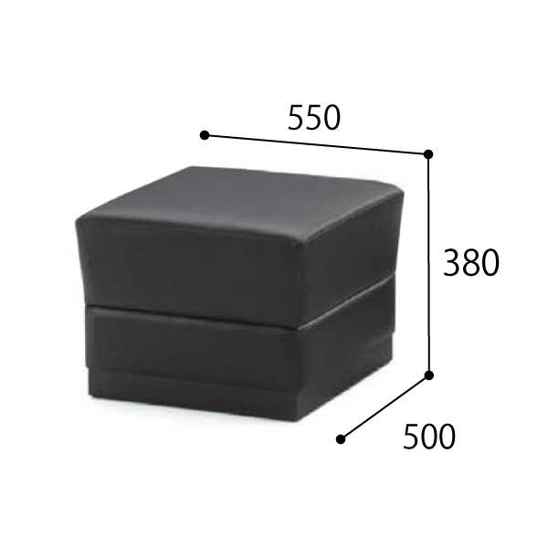 ウチダ 応接セット RM-56 スツール 本革張り RM-566・スツール ブラック W550×D500×H380mm 6-272-4960