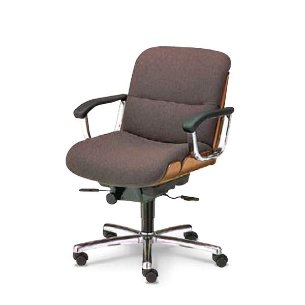 ウチダ 高級チェア EX-600シリーズ 背ウォールナット色タイプ 布張り EX-600 ローバック 1-229-6000/1-229-6008