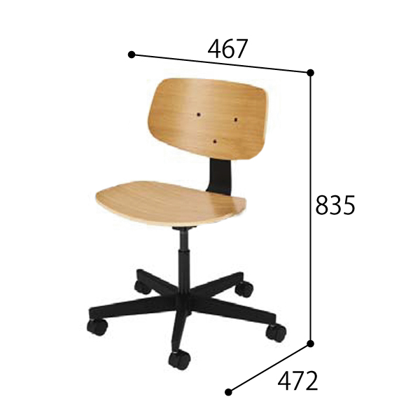 ウチダ オープンコミュニケーションファニチュア MU chair(エムユーチェア) MU-150BN 5本回転脚 ヌード 肘なし 5-342-1500