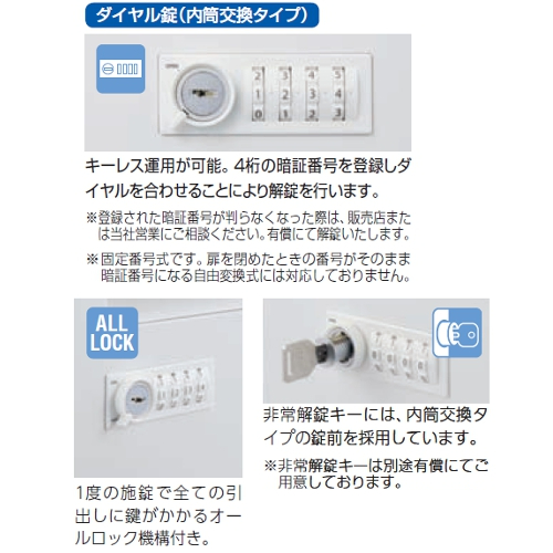 内田洋行　ウチダ　スカエナデスク ダイヤル錠