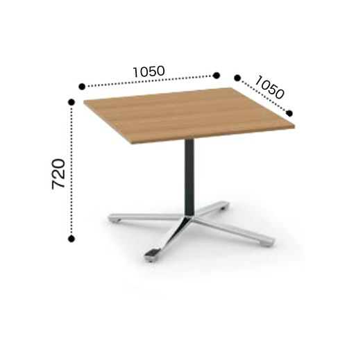 コクヨ ビエナ ミーティングテーブル 単柱脚 正方形天板 天板固定 ポリッシュ脚 キャスター脚 MT-V1010PMP2-CN/MT-V1010PMG5-CN