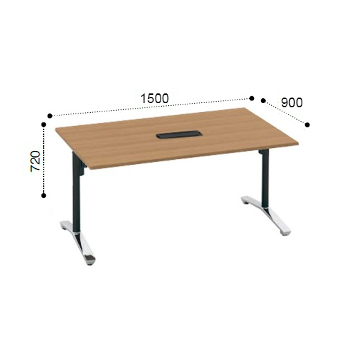 コクヨ ビエナ ミーティングテーブル 角形 T字脚 天板固定 ポリッシュ脚 キャスター脚 配線ボックス付 MT-V159BPMP2-C/MT-V159BPMG5-C