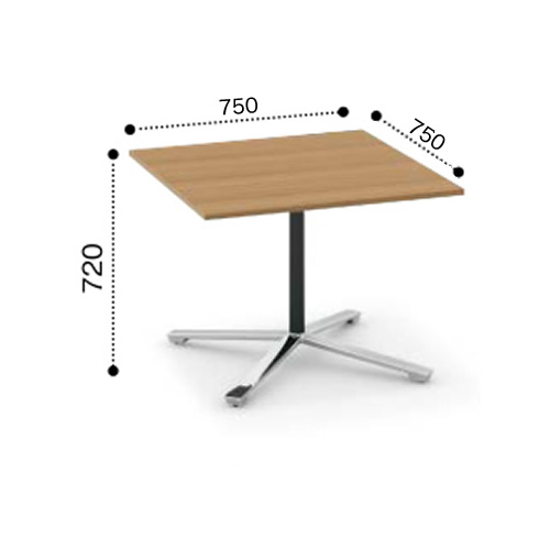 コクヨ ビエナ ミーティングテーブル 単柱脚 正方形天板 天板固定 ポリッシュ脚 キャスター脚 MT-V77PMP2-CN/MT-V77PMG5-CN