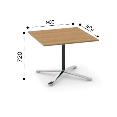 コクヨ ビエナ ミーティングテーブル 単柱脚 正方形天板 天板固定 ポリッシュ脚 キャスター脚 MT-V99PMP2-CN/MT-V99PMG5-CN