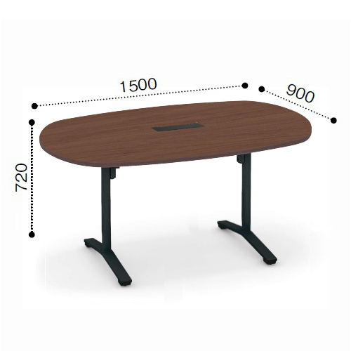コクヨ ビエナ ミーティングテーブル 楕円形天板 T字脚 天板固定 塗装脚 アジャスター脚 配線ボックス付 MT-VD159B※-E
