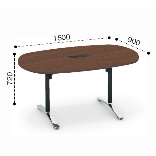 コクヨ ビエナ ミーティングテーブル 楕円形 T字 天板固定 ポリッシュ･キャスター脚 配線ボックス付 MT-VD159BPMP2-C/MT-VD159BPMG5-C
