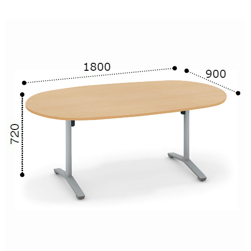 コクヨ ビエナ ミーティングテーブル 楕円形天板 T字脚 天板固定 塗装脚 キャスター脚 配線ボックスなし MT-VD189※-C