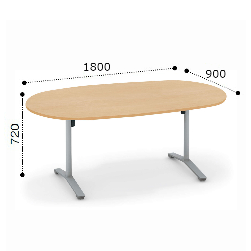 コクヨ ビエナ ミーティングテーブル 楕円形天板 T字脚 天板固定 塗装脚 アジャスター脚 配線ボックス無 MT-VD189※-E