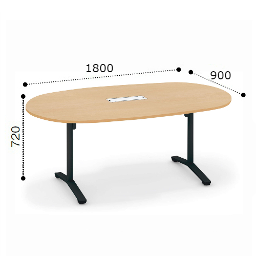 コクヨ ビエナ ミーティングテーブル 楕円形天板 T字脚 天板固定 塗装脚 キャスター脚 配線ボックス付 MT-VD189B※-C