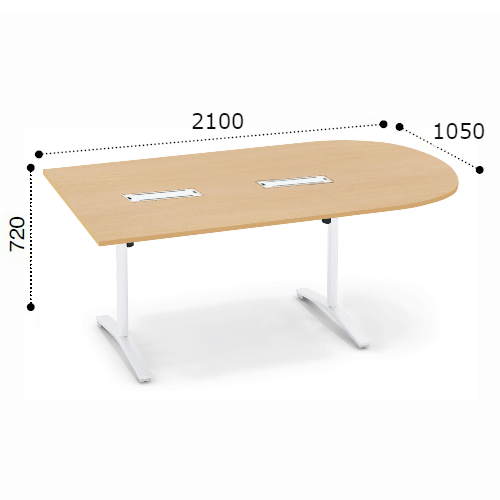 コクヨ ビエナ ミーティングテーブル U字形天板 T字脚 天板固定 塗装脚 アジャスター脚 配線ボックス付 MT-VU211B※-E