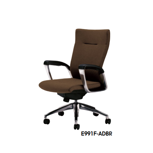 ナイキ マネージメントチェアー (アルミダイキャスト脚) ミドルバック 布張り 固定肘 E991F-ABK/E991F-ADBR