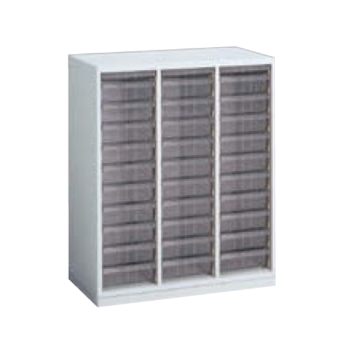 オカムラ レクトライン収納 クリスタルケース A4深型10段浅型1段3列 下置き ベース付 W900×D450×H1100 4B03AD-Z