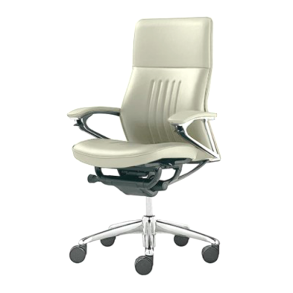 オカムラ Legenda(レジェンダ)シリーズ ハイバック 革張り 5本脚 オープン肘(デコレーティブステッチ) CR35AR-P